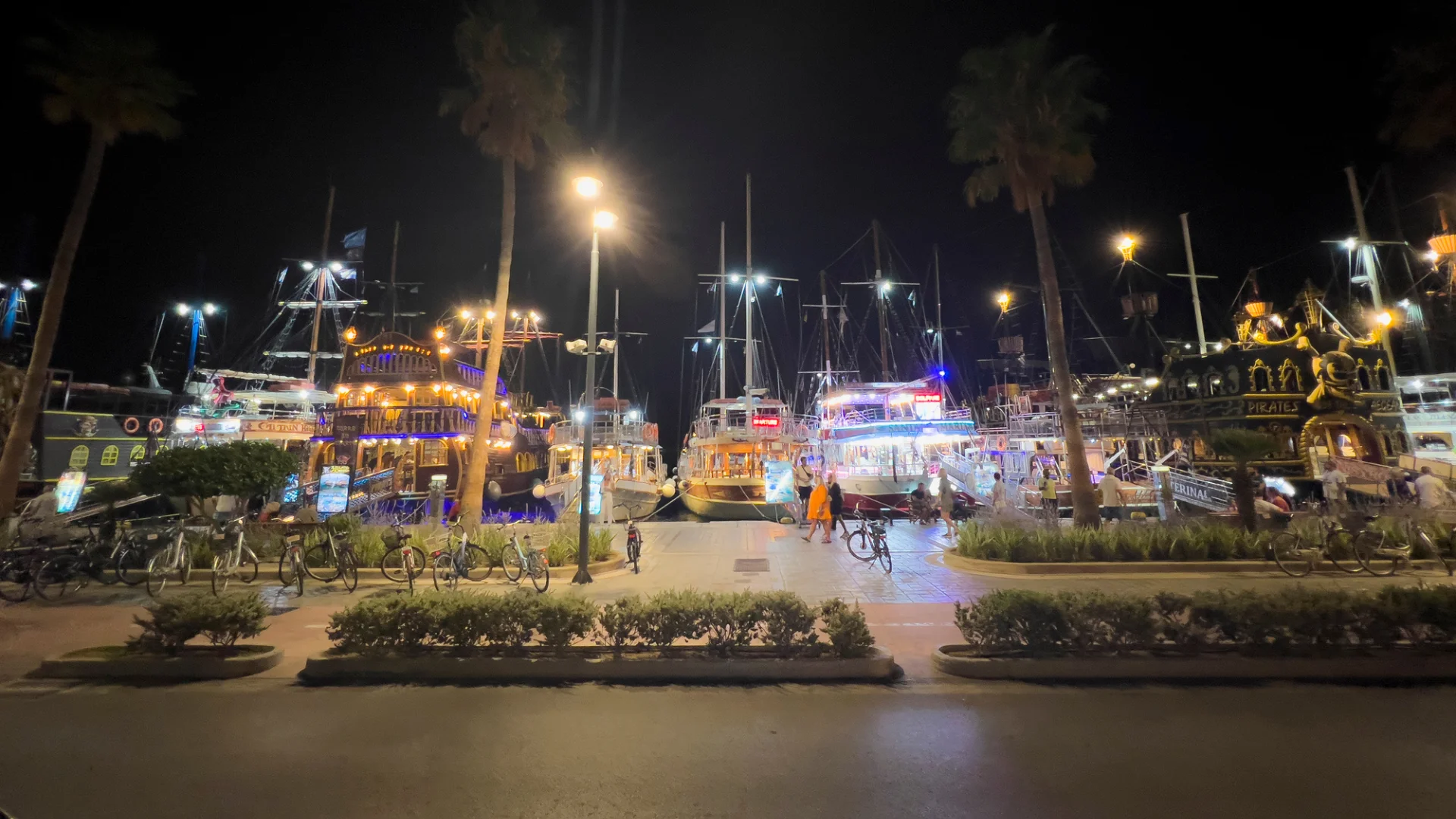 Boats at night in Kos