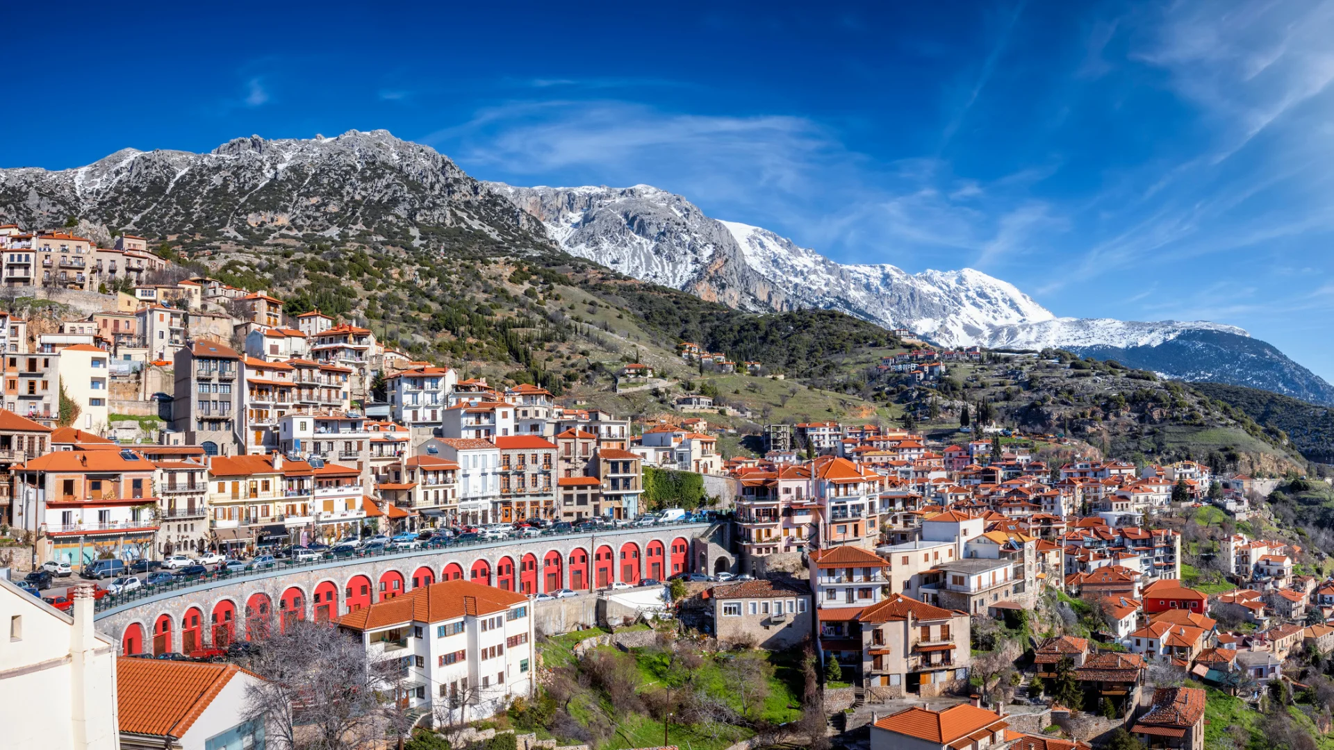 Ski near the town Arachova