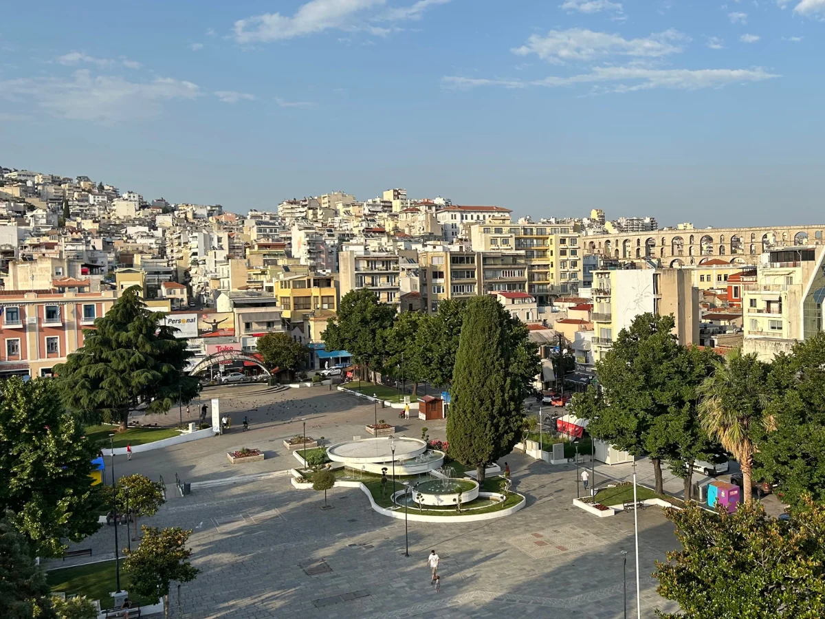 View of a squere from a roof top